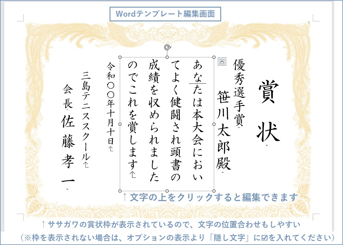 文字の編集