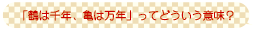 「鶴は千年、亀は万年」ってどういう意味？